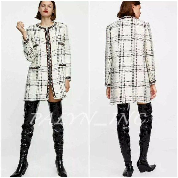 ZARA TWEED PLAID CHECK JACKET COAT 7834/644 - Picture 4 of 12